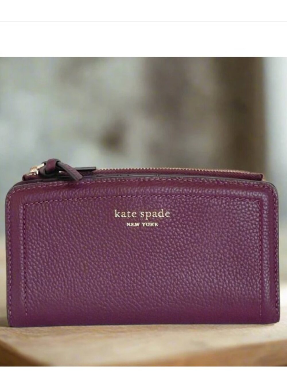Kate Spade Knott Bifold Slim Snap Wallet Womens Cherry Red Leather Zip